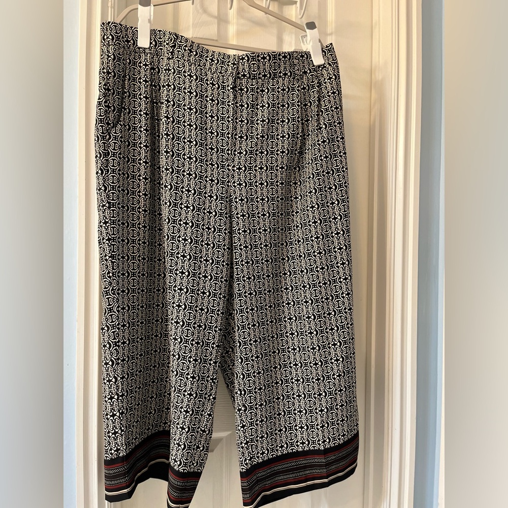 Ella Rafaella Crop Pants with Medallion Detail and Striped hem 2x